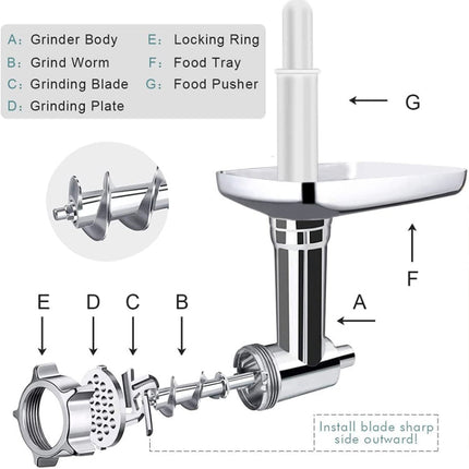 For Kitchenaid Porking Enemy Accessories Dough Maker Grinder Meat Universal Set, Grinder Meat Set (White), Grinder Meat Set (Silver Gray)