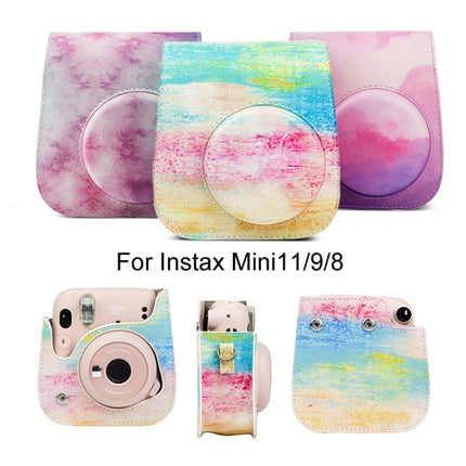 For Instax Mini11 / 9 / 8 PU Cortex Retro Camera Bag Protective Cover, Blue Pink Color, Fantastic Cloud