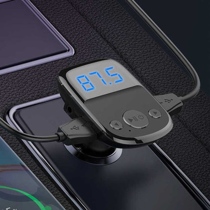 LDNIO C706Q QC3.0+AUTO-ID Car Bluetooth FM Music Digital Display Car Charger, with Micro USB Cable, with 8 Pin Cable, with Type-C/USB-C Cable