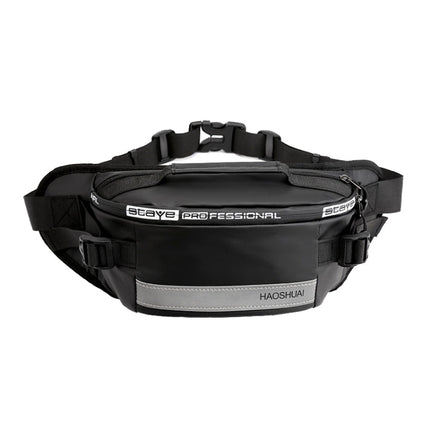 HAOSHUAI Outdoor Running Waist Bag With Reflecting Strip Chest Bag, 1100-6 Khaki, 1100-6 Dark Blue, 1100-6 Black)