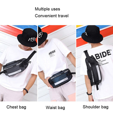 HAOSHUAI Outdoor Running Waist Bag With Reflecting Strip Chest Bag, 1100-6 Khaki, 1100-6 Dark Blue, 1100-6 Black)