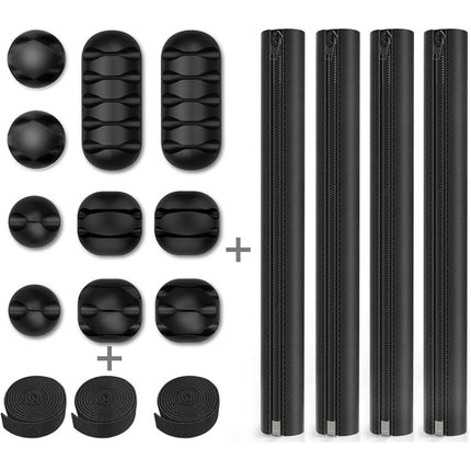 3 In 1 0.5m Kit  Cord Management Organizer Kit Cable Sleeve With Zipper Cable Clip, 5 In 1, 3 In 1 0.5m Kit, 4pcs Zipper Ties, 3 In 1 5m Kit