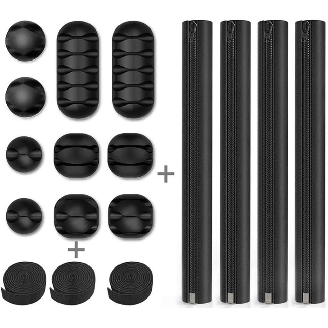 3 In 1 0.5m Kit  Cord Management Organizer Kit Cable Sleeve With Zipper Cable Clip, 5 In 1, 3 In 1 0.5m Kit, 4pcs Zipper Ties, 3 In 1 5m Kit