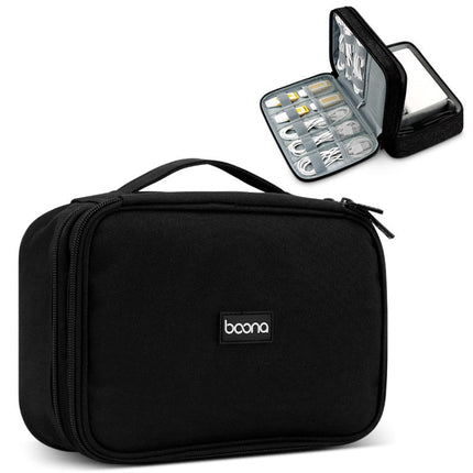 Baona Multifunctional Earphone Data Cable Digital Storage Bag, Spec:, Single-layer (Gray), Single-layer (Black), 2-layer (Gray), 2-layer (Black), Single-Layer Box (Gray), Single-Layer Box (Black), 2-layer Box (Gray), 2-layer Box (Black), XL (Gray)�����...