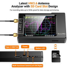 NANOVNA-H Upgraded Version 2.8 Inch TFT 50Khz-1.5Ghz Vector Network Antenna Analyzer MF HF VHF UHF With SD Card, 2.8 Inch