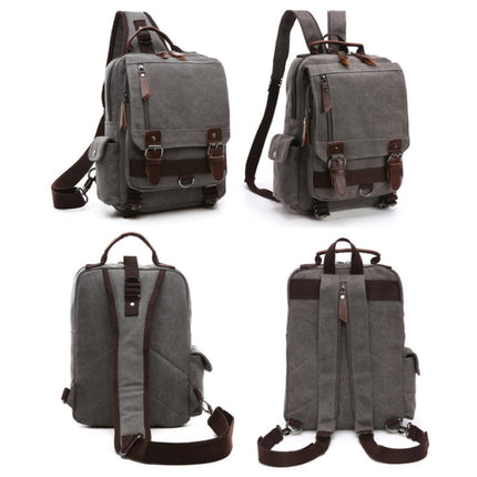 Outdoor Travel Messenger Canvas Chest Bag, Brown, Dark Blue, Khaki, Black, Brown Backpack, Dark Blue Backpack, Black Backpack, Green Backpack, Red Backpack, Gray Backpack, Blue Backpack, Green, Red, Gray, Blue