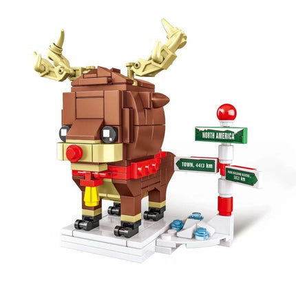 Christmas Theme Building Blocks Small Particles Puzzle Toy, 10089A Christmas Grandma, 10089B Christmas Snowman, 10089C Christmas Elk, 10089D Santa Claus