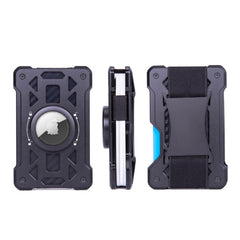 For AirTag Tracker Card Holder Metal Anti-Theft RFID Wallet, ak-4 B Silver, ak-4 B Blue, ak-4 B Gray, ak-4 A Black, ak-4 A Blue, ak-4 A  Silver, ak-4 A  Gray, ak-4 B  Black