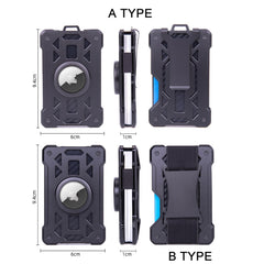For AirTag Tracker Card Holder Metal Anti-Theft RFID Wallet, ak-4 B Silver, ak-4 B Blue, ak-4 B Gray, ak-4 A Black, ak-4 A Blue, ak-4 A  Silver, ak-4 A  Gray, ak-4 B  Black