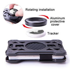 For AirTag Tracker Card Holder Metal Anti-Theft RFID Wallet, ak-4 B Silver, ak-4 B Blue, ak-4 B Gray, ak-4 A Black, ak-4 A Blue, ak-4 A  Silver, ak-4 A  Gray, ak-4 B  Black