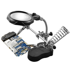 16126-A 3.5X/12X LED Light Stand Type Watch Repair Magnifier With Auxiliary Clip, 16126-A