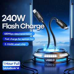 240W Fast Charging Data Cable,Length:1m, USB2.0, USB4.0