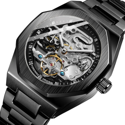 FORSINING F980 Luminous Three Eye Six Shot Weekly Steel Belt Men Fully Automatic Mechanical Watch