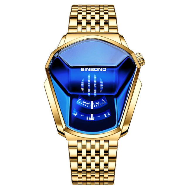 BINBOND Locomotive Concept Steel Belt Watch Men Live Black Technology Watch, Steel Belt Full Gold-Blue Face, Steel Belt Full Gold Gold Face, Steel Belt Black Stee Blue Face, Steel Belt White Steel Blue Face, Steel Belt White Steel White Face           ...