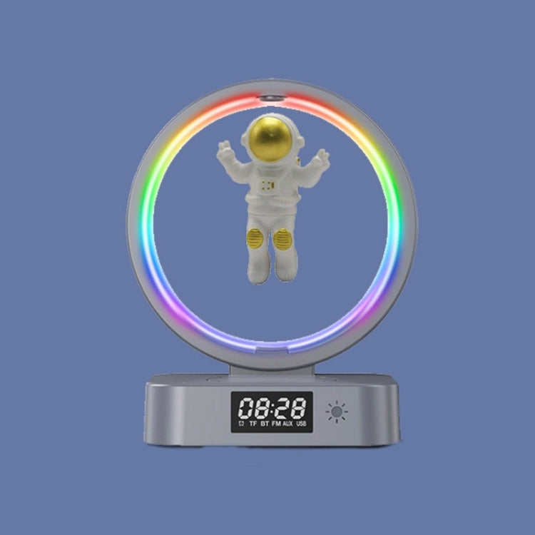 Y-558 Magnetic Levitation Astronaut TWS Bluetooth Speaker With RGB Light,Style:, Golden Basic, Silver Basic, Golden Clock Model, Silver Clock Model, Golden Wireless Charging, Silver Wireless Charging