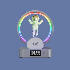 Y-558 Magnetic Levitation Astronaut TWS Bluetooth Speaker With RGB Light,Style:, Golden Basic, Silver Basic, Golden Clock Model, Silver Clock Model, Golden Wireless Charging, Silver Wireless Charging