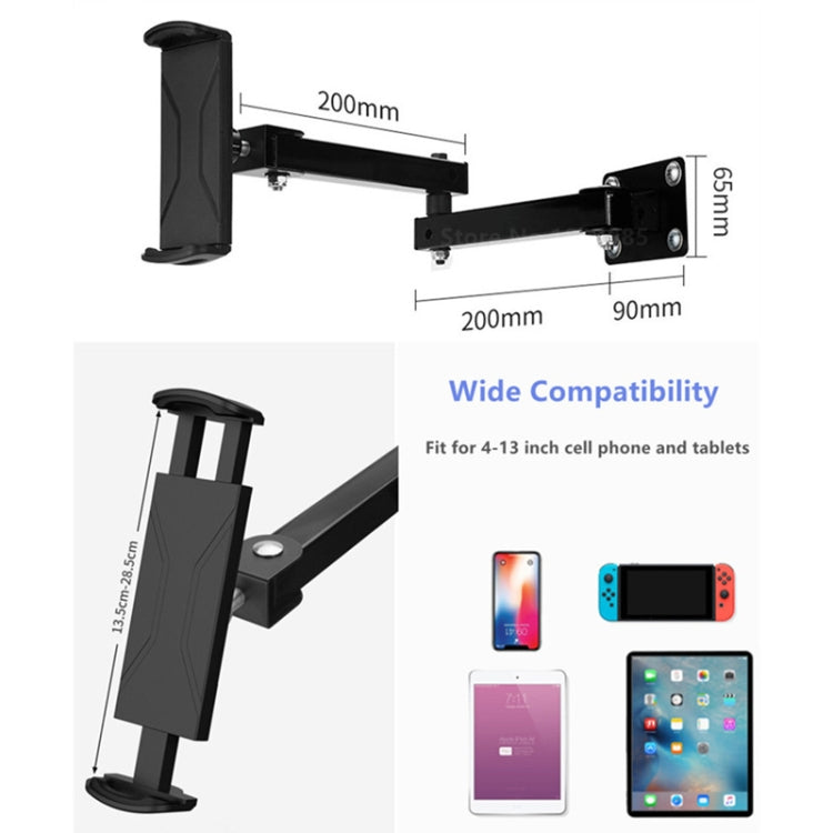 Wall Mount Tablet Cell Phone Stand Long Arm Stretchable Holder for 4-13 inch Devices, Stretchable Tablet  Bracket 2