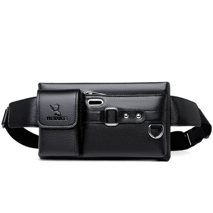 WEIXIER 8117 Men Sports Waist Bag Multi-Function Outdoor PU Bag, 8117 Black