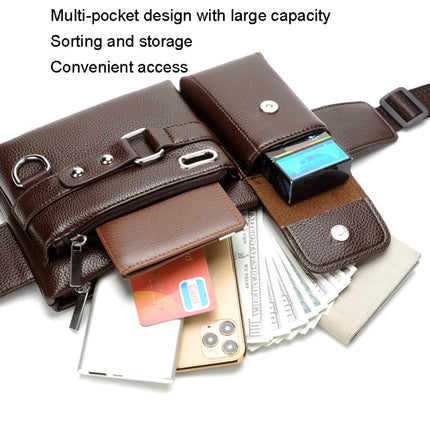 WEIXIER 8117 Men Sports Waist Bag Multi-Function Outdoor PU Bag, 8117 Black