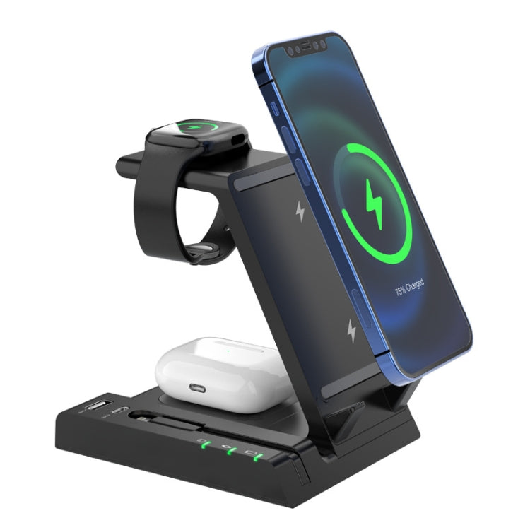 Z252 6-In-1 Wireless Charging Stand Dock With USB-C/Type-C Port & 8 Pin Charge Cable