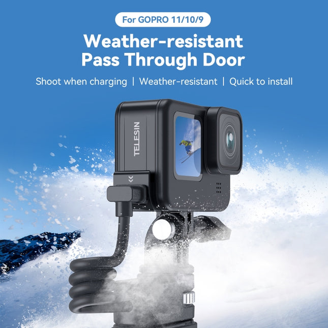 For GoPro Hero11 Black / HERO10 Black /9 Black TELESIN Weather-resistant Side Cover Easy Removable Charging Cover Port