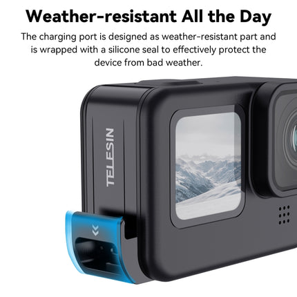 For GoPro Hero11 Black / HERO10 Black /9 Black TELESIN Weather-resistant Side Cover Easy Removable Charging Cover Port
