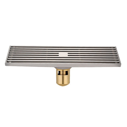 8x30cm Extended Full Copper Strip Floor Drain, Style:, K8034 Chrome Plated+Black Straight Row, K8034 Chrome Plated+Copper Self Seal, K8034 Chrome Plated+5.5 Deep Water Seal, K8034 Chrome Plated+Magnetic Suspension, K8035 Nickel Brushes+Black Straight R...