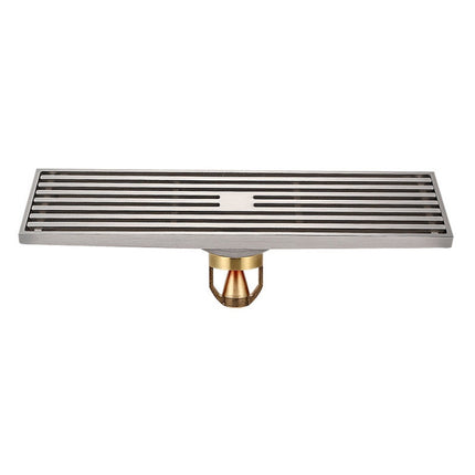 8x30cm Extended Full Copper Strip Floor Drain, Style:, K8034 Chrome Plated+Black Straight Row, K8034 Chrome Plated+Copper Self Seal, K8034 Chrome Plated+5.5 Deep Water Seal, K8034 Chrome Plated+Magnetic Suspension, K8035 Nickel Brushes+Black Straight R...