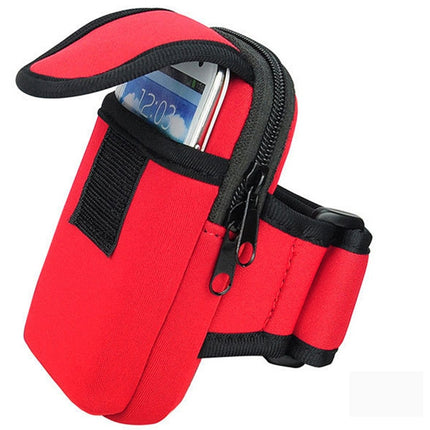S210 Neoprene Arm Bag Outdoor Sports Mobile Phone Bag Coin Purse, 10x17cm (Navy Blue), 10x17cm (Black), 10x17cm (Orange), 10x17cm (Red), 10x17cm (Green)