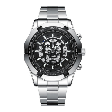 BINBOND S034 30M Waterproof Quartz Watch Skull Skeleton Luminous Watch