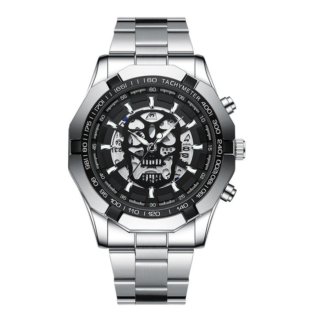 BINBOND S034 30M Waterproof Quartz Watch Skull Skeleton Luminous Watch