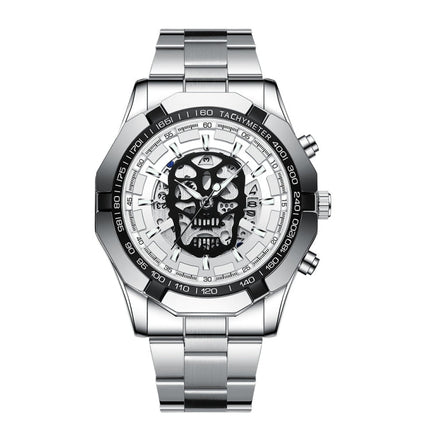 BINBOND S034 30M Waterproof Quartz Watch Skull Skeleton Luminous Watch