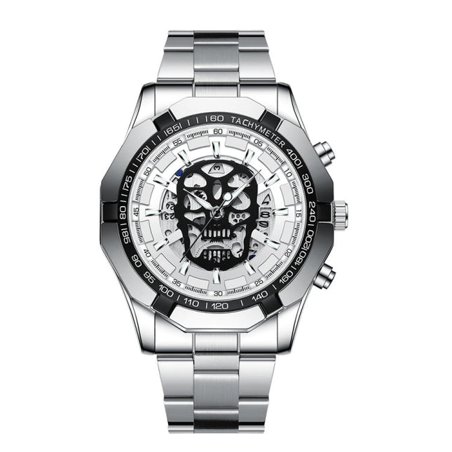 BINBOND S034 30M Waterproof Quartz Watch Skull Skeleton Luminous Watch