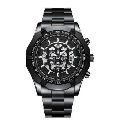 BINBOND S034 30M Waterproof Quartz Watch Skull Skeleton Luminous Watch