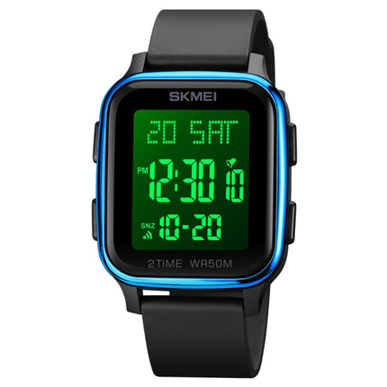 SKMEI 1858 Square Waterproof Digital Dual Display LED Luminous Watch
