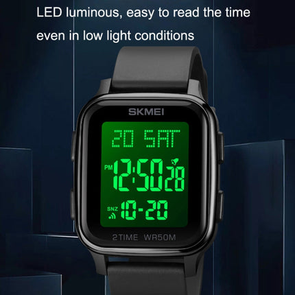 SKMEI 1858 Square Waterproof Digital Dual Display LED Luminous Watch