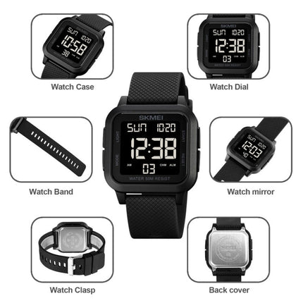 SKMEI 1894 Square Sports Waterproof Student Simple Multifunctional Luminous Watch