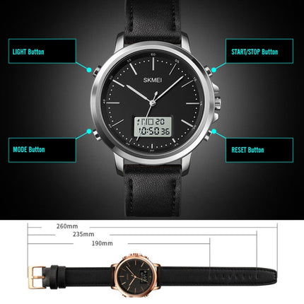 SKMEI 1652 Dual Movement Sports Leather Alloy Male Watch