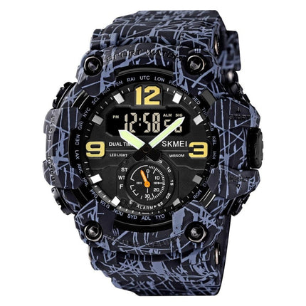 SKMEI 1637 Sports Digital Display Outdoor Shockproof Plastic Large Dial Men Watch, Black, Army Green, Blue Camouflage, Army Green Camouflage, Gray Black