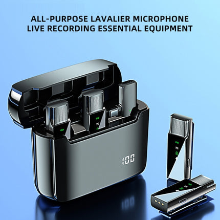 Digital Display Wireless Lavalier Microphone With Charging Compartment,Spec:, S16 One To One Black USB-C/Type-C Interface, S16 One To One Yellow  USB-C/Type-C Interface, S16 One To One Yellow  8 Pin Interface, S16-S One To Two Black USB-C/Type-C Interf...