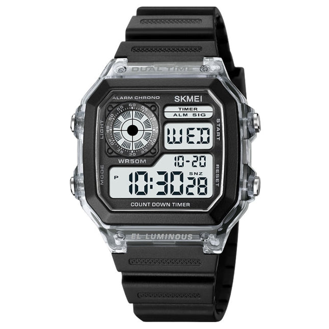 SKMEI 1998 Transparent Shell Ice Sensor Outdoor Sports Waterproof Multi-function Watch, 1998 White, 1998 Black