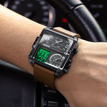 BINBOND B3332 Square Multifunctional Sports Quartz Waterproof Watch