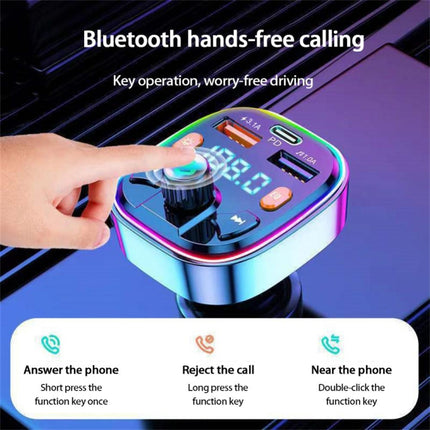 3.1A USB+PD Bluetooth Car Charger Car FM Transmitter Colorful Lighting, R2, Q3, Q5, Q7