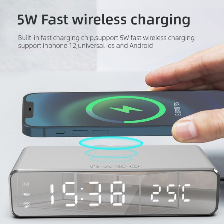 W258 With Clock / Temperature Display Desktop Phone / Earphone Wireless Charging, W258 5W (Silver), W258 5W (Black)