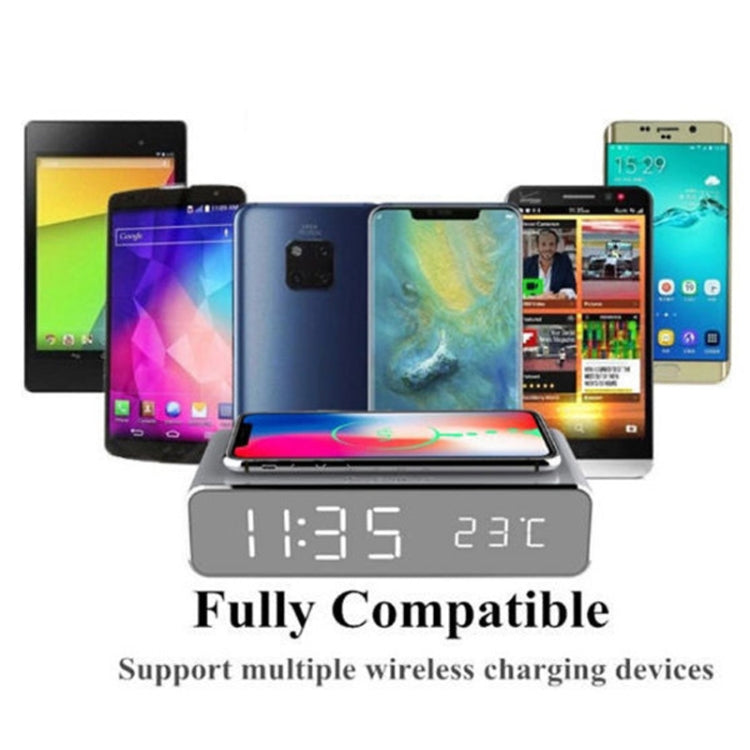 W258 With Clock / Temperature Display Desktop Phone / Earphone Wireless Charging, W258 5W (Silver), W258 5W (Black)