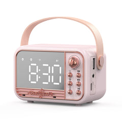 S11 Handheld Retro Alarm Clock Bluetooth Speaker Desktop Portable Clock, S11 (Beige), S11 (Pink)