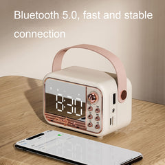 S11 Handheld Retro Alarm Clock Bluetooth Speaker Desktop Portable Clock, S11 (Beige), S11 (Pink)