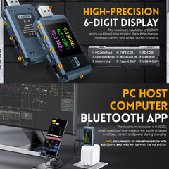 FNIRSI FNB48P USB Mobile Phone DC Power Charger Detector, Color:, Bluetooth Blue, Without Bluetooth Black