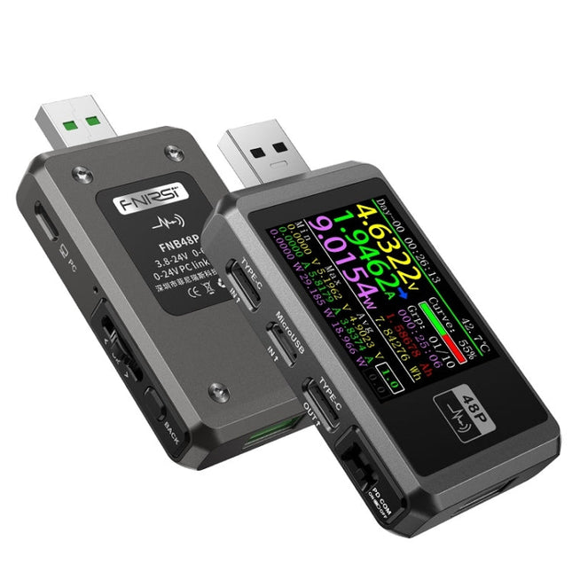 FNIRSI FNB48P USB Mobile Phone DC Power Charger Detector, Color:, Bluetooth Blue, Without Bluetooth Black