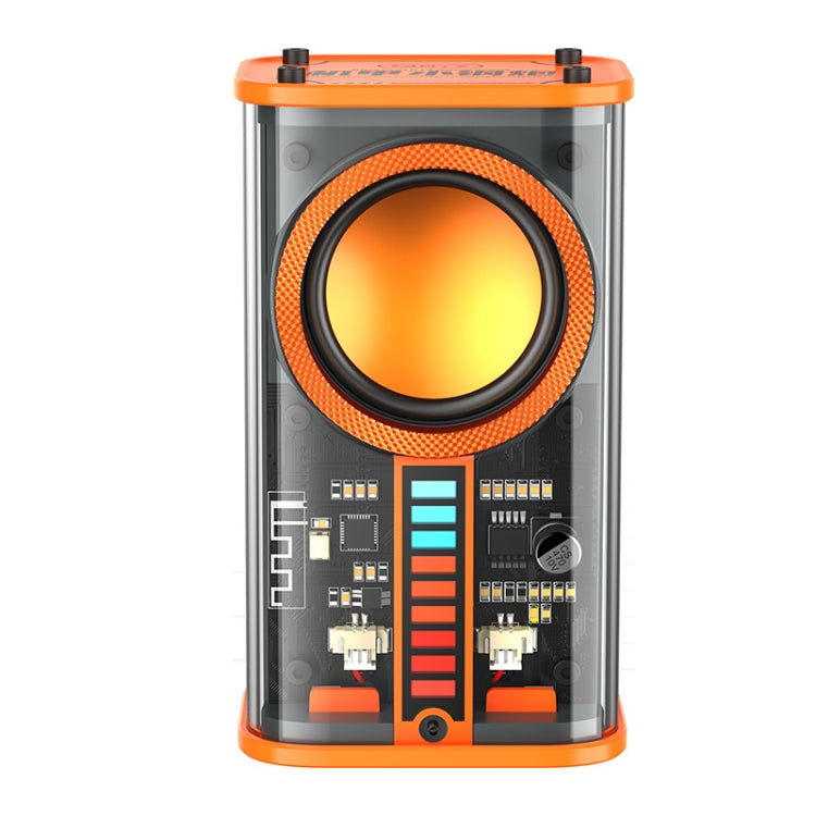 K07 Transparent Mecha Small Steel Cannon Bluetooth Speaker Sound and Light Rhythm TWS Series Wireless Audio, K07 (Orange), K07 (Black)